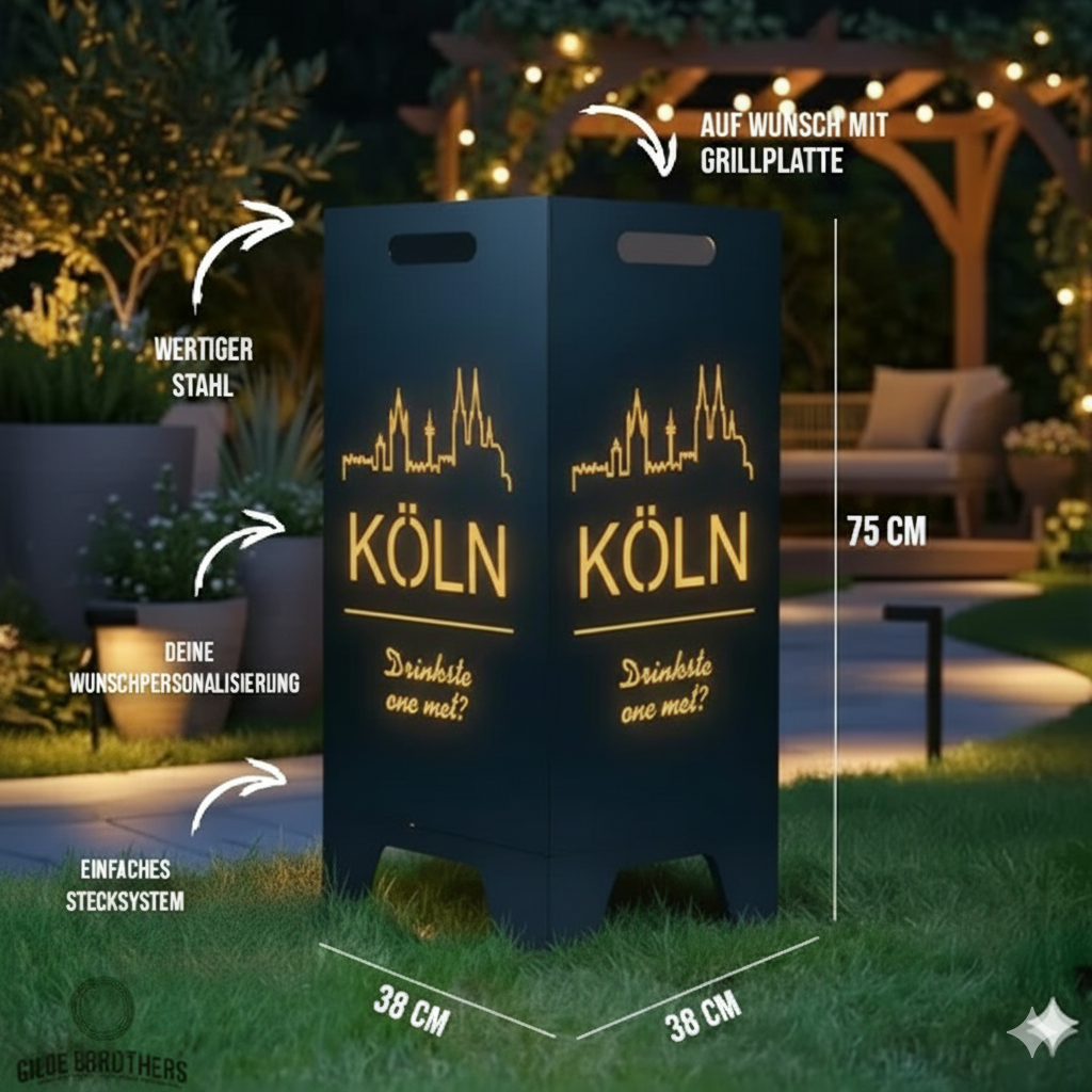 Feuertonne personalisierbar - Köln aus edlem Stahl