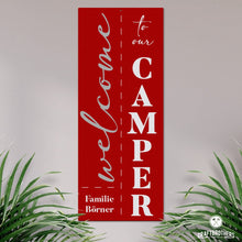 Laden Sie das Bild in den Galerie-Viewer, Campingschild - Welcome to our Camper (personalisierbar) Craftbrothers 