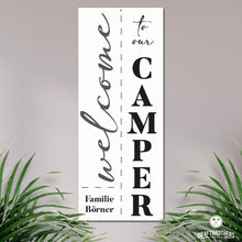 Laden Sie das Bild in den Galerie-Viewer, Campingschild - Welcome to our Camper (personalisierbar) Craftbrothers 