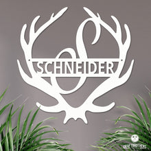 Laden Sie das Bild in den Galerie-Viewer, Monogramm - Hirschgeweih aus edlem Stahl (personalisierbar) Craftbrothers 