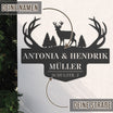Monogramm Hirsch mit Familien- und Straßennamen