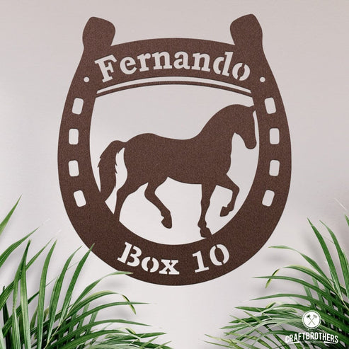 Pferdeschild "Fernando" mit Hufeisen - personalisierbar Craftbrothers 