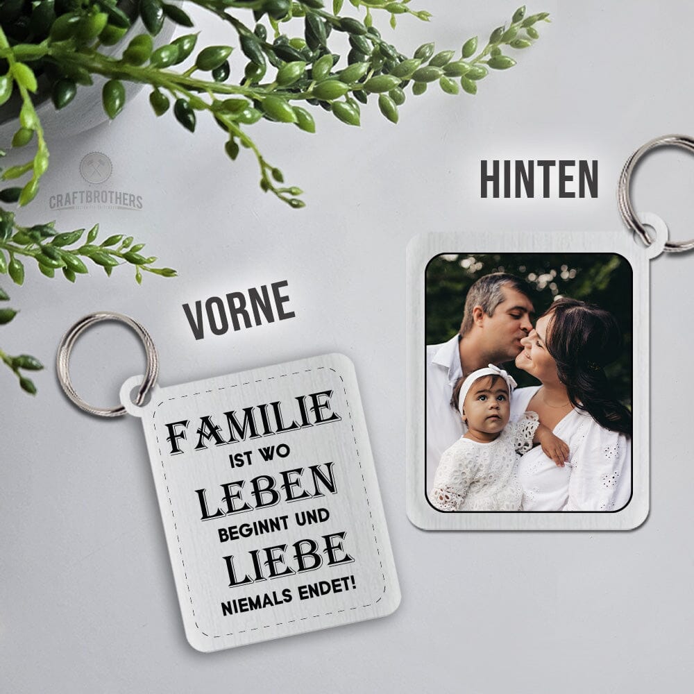 Schlüsselanhänger New Style - Familie ist wo Leben beginnt und Liebe niemals endet Schlüsselanhänger Craftbrothers 