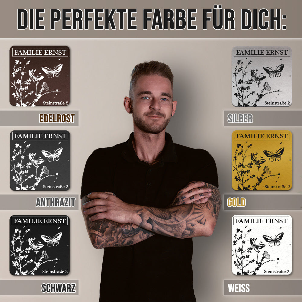 personalisierbares Türschild - Schmetterlinge