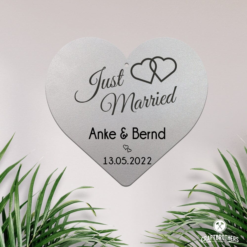 Stahl-Herz Just married - personalisiert Craftbrothers 