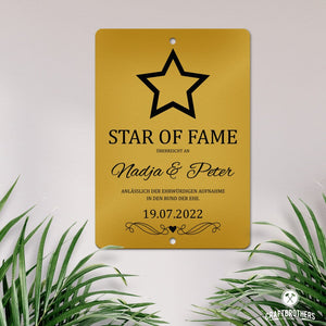 personalisierbare Tafel zur Hochzeit - Star of Fame aus edlem Stahl Tafel Craftbrothers 