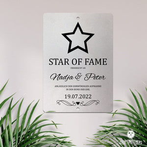 personalisierbare Tafel zur Hochzeit - Star of Fame aus edlem Stahl Tafel Craftbrothers 