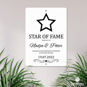 personalisierbare Tafel zur Hochzeit - Star of Fame aus edlem Stahl Tafel Craftbrothers 
