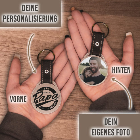 Foto - Schlüsselanhänger - 100% Super Papa! - zum Vatertag Schlüsselanhänger Craftbrothers 