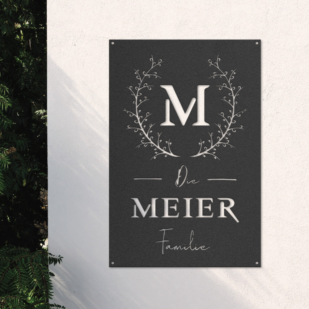 Türschild - Blumenranke (personalisierbar)