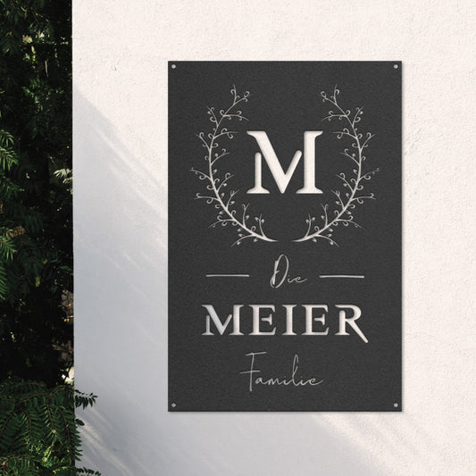 Türschild - Blumenranke (personalisierbar)