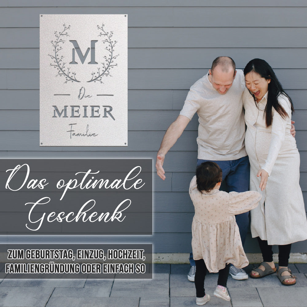 Türschild - Blumenranke (personalisierbar)