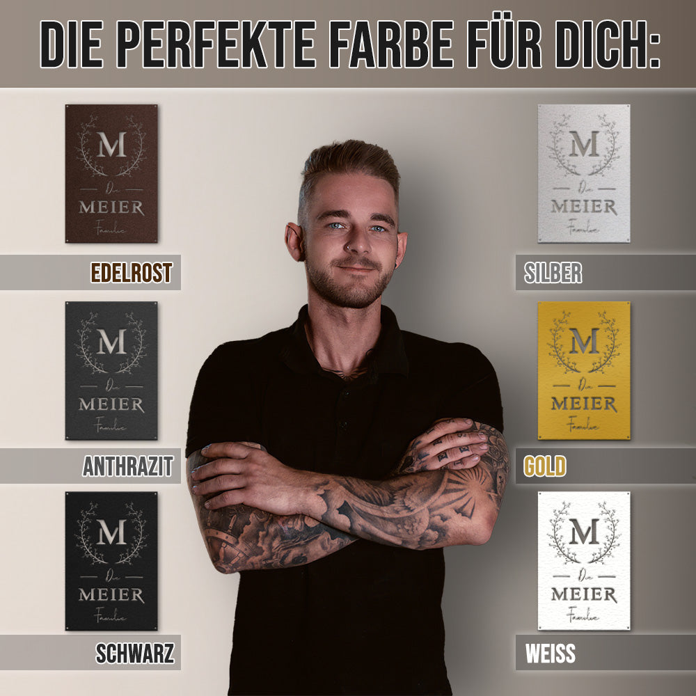 Türschild - Blumenranke (personalisierbar)