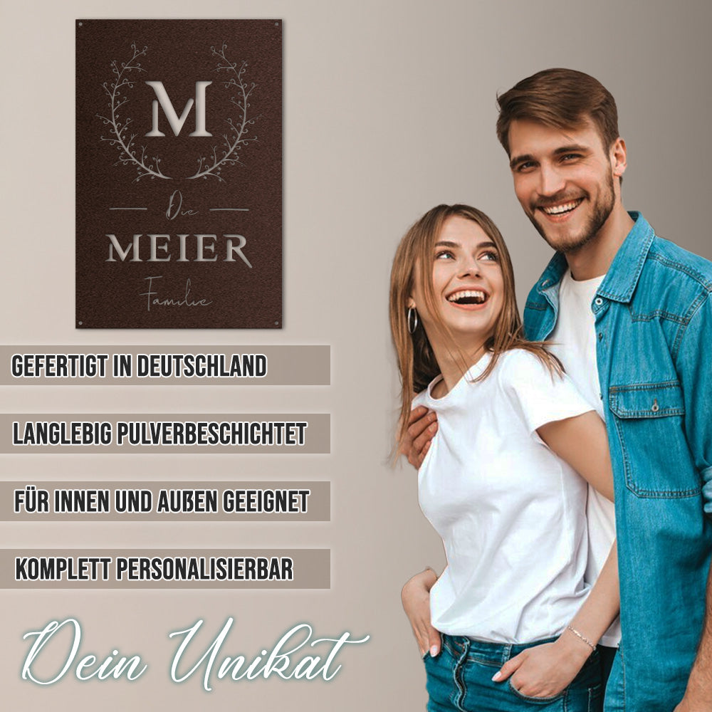 Türschild - Blumenranke (personalisierbar)