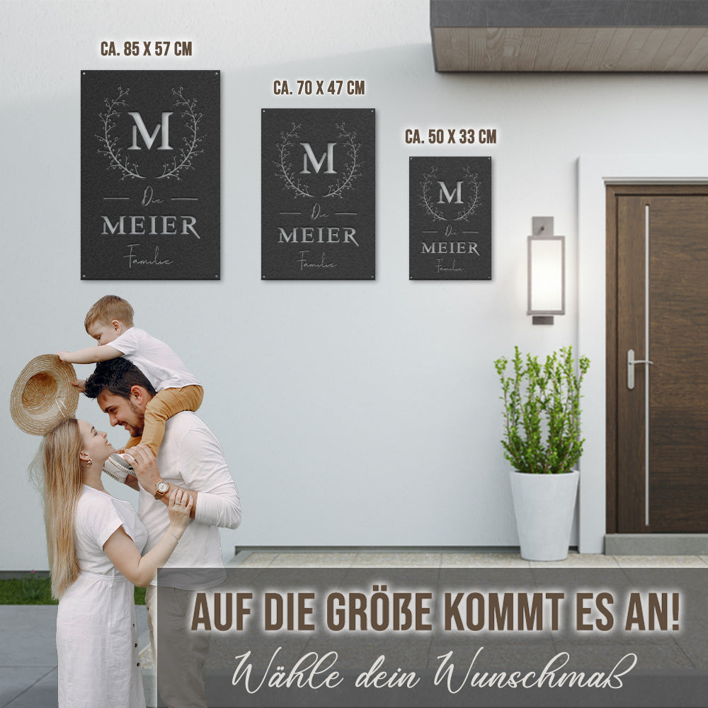 Türschild - Blumenranke (personalisierbar)