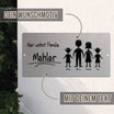 Türschild Familie - Eltern und 2 Töchter (personalisierbar)
