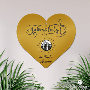 Türschild Herz Ankerplatz mit Fotogravur Türschilder Craftbrothers 