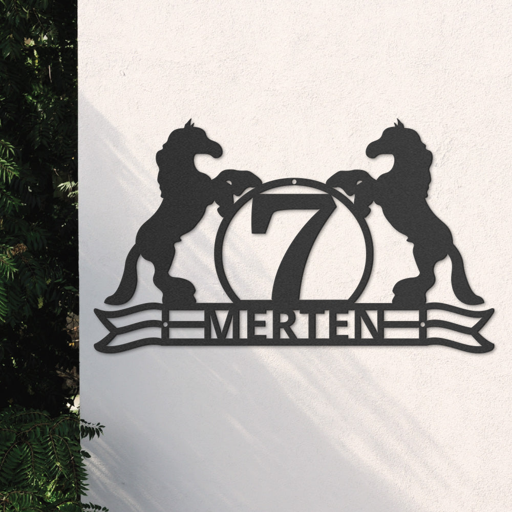 Two Horses -Monogramm aus edlem Stahl (personalisierbar)