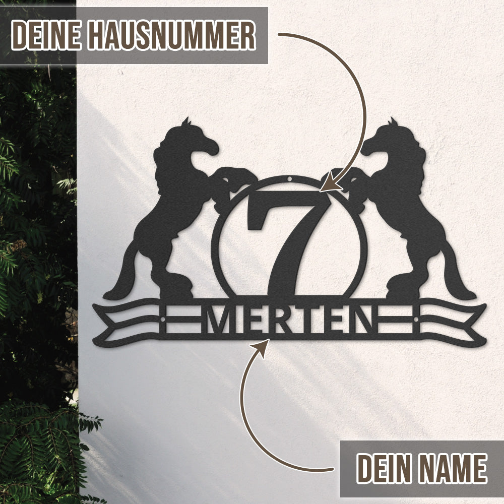 Two Horses -Monogramm aus edlem Stahl (personalisierbar)