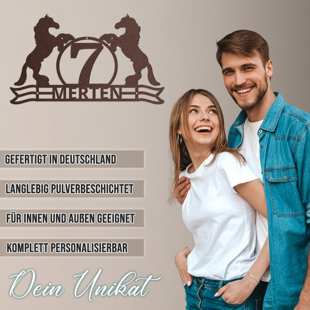 Two Horses -Monogramm aus edlem Stahl (personalisierbar)