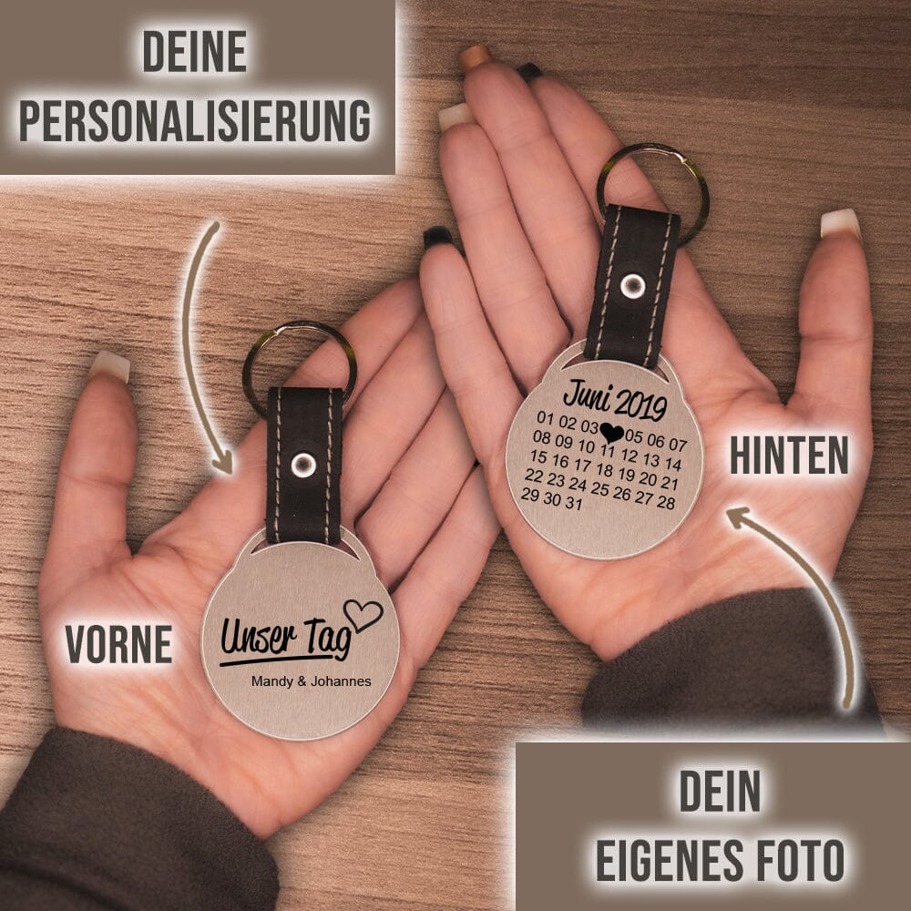 personalisierbarer Schlüsselanhänger - Unser Tag - für Paare Schlüsselanhänger Craftbrothers 