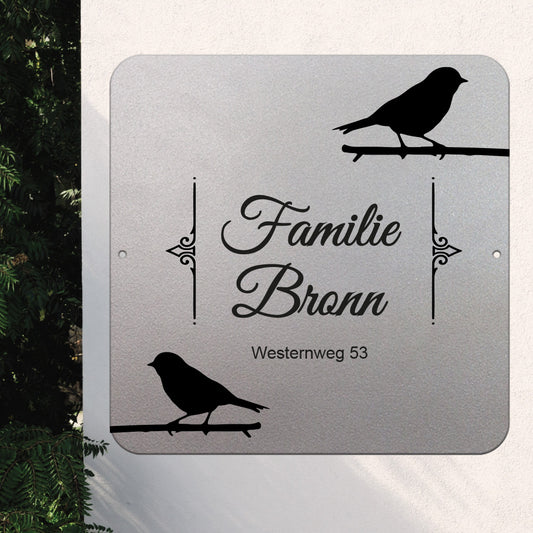 personalisierbares Türschild - Vogel im edlen Klassiklook