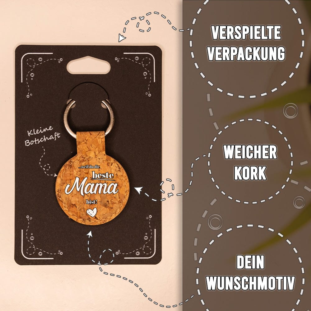 Personalisierter Kork-Schlüsselanhänger - Weil du die beste Mama bist Craftbrothers 