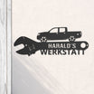 Werkstattschild - Auto aus edlem Stahl (personalisierbar)