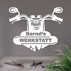 Werkstattschild - Biker aus edlem Stahl (personalisierbar) Craftbrothers 