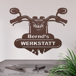 Werkstattschild - Biker aus edlem Stahl (personalisierbar) Craftbrothers 