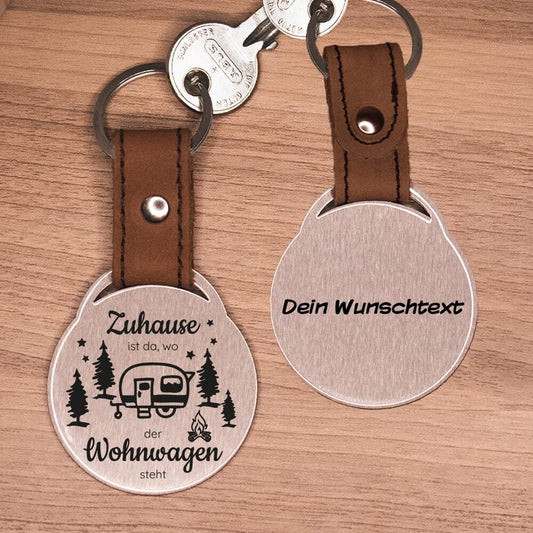 Schlüsselanhänger - Zuhause ist da, wo der Wohnwagen steht mit Wunschtext Schlüsselanhänger Craftbrothers 