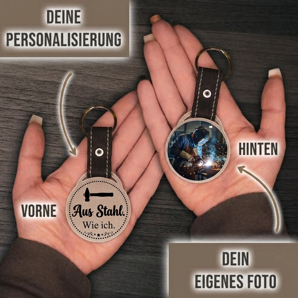 Personalisierter Foto-Schlüsselanhänger "Aus Stahl. Wie ich." Craftbrothers