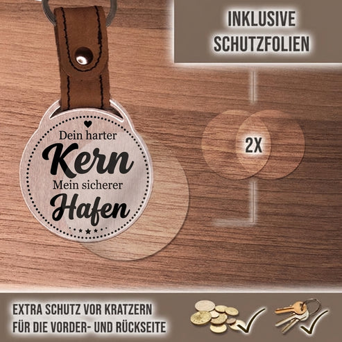 Personalisierter Foto-Schlüsselanhänger "Dein harter Kern. Mein sicherer Hafen." Craftbrothers