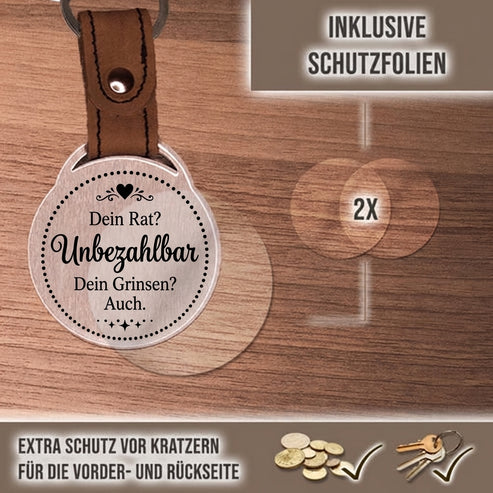 Personalisierter Foto-Schlüsselanhänger "Dein Rat? Unbezahlbar. Dein Grinsen? Auch." Craftbrothers
