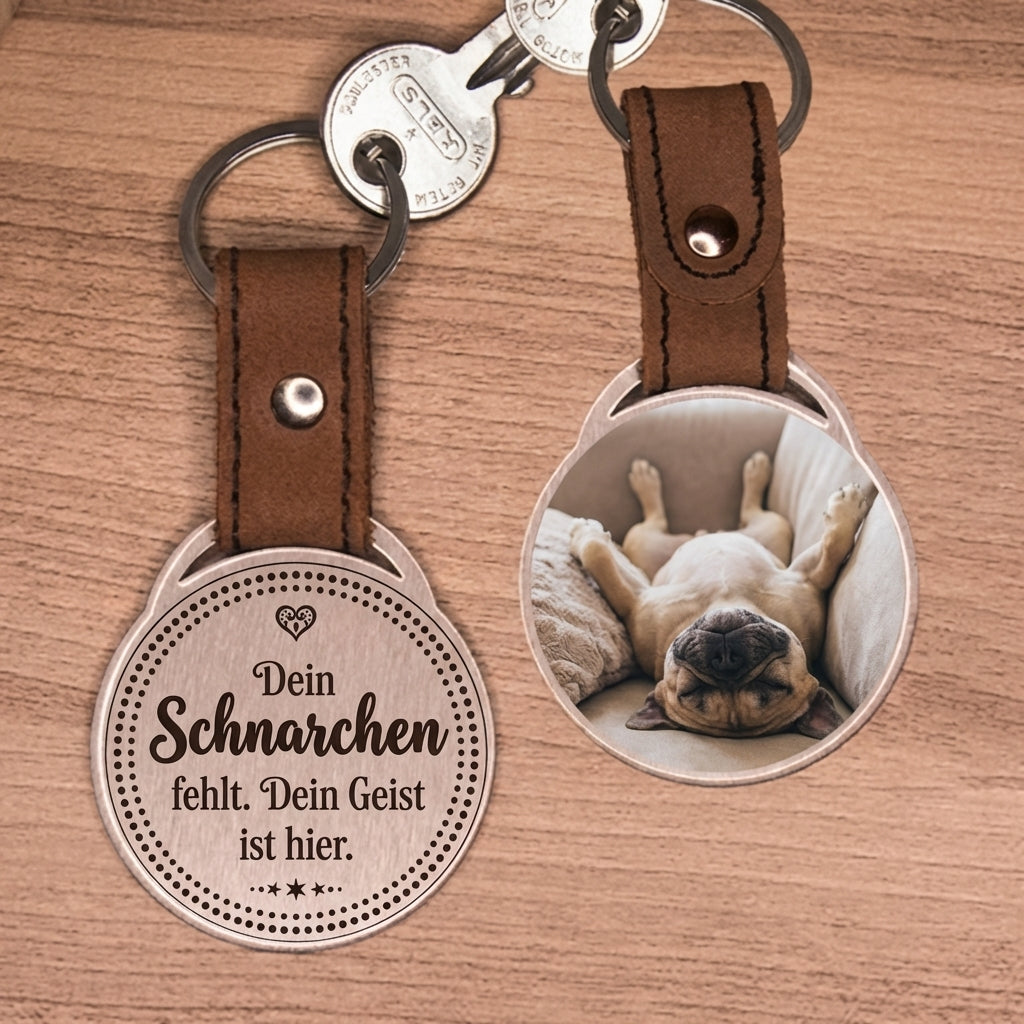 Personalisierter Foto-Schlüsselanhänger "Dein Schnarchen fehlt. Dein Geist ist hier." Craftbrothers