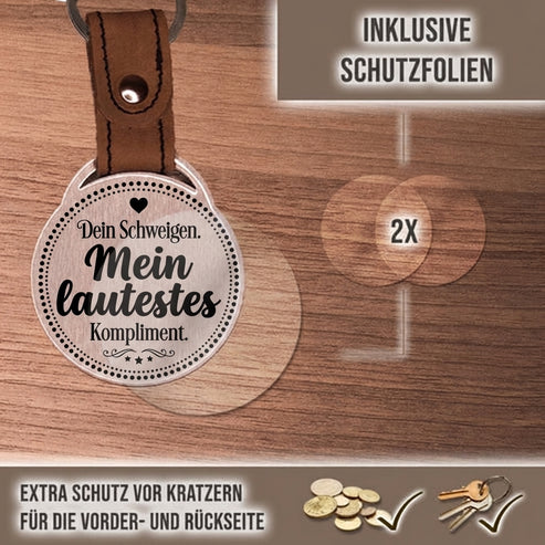 Personalisierter Foto-Schlüsselanhänger "Dein Schweigen. Mein lautestes Kompliment." Craftbrothers