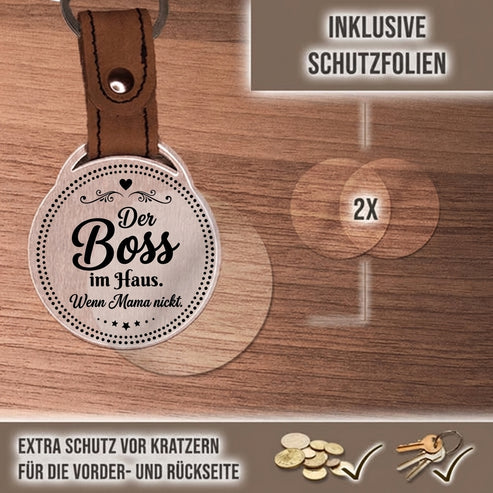 Personalisierter Foto-Schlüsselanhänger "Der Boss im Haus. Wenn Mama nickt." Craftbrothers
