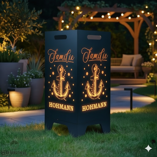 Feuertonne personalisierbar - Anker aus edlem Stahl