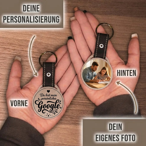 Personalisierter Foto-Schlüsselanhänger "Du bist mein persönliches Google." Craftbrothers