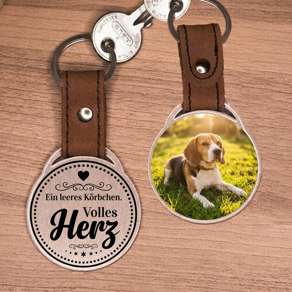 Personalisierter Foto-Schlüsselanhänger "Ein leeres Körbchen. Volles Herz." Craftbrothers