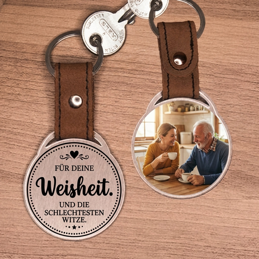 Personalisierter Foto-Schlüsselanhänger "Für deine Weisheit. Und die schlechtesten Witze." Craftbrothers