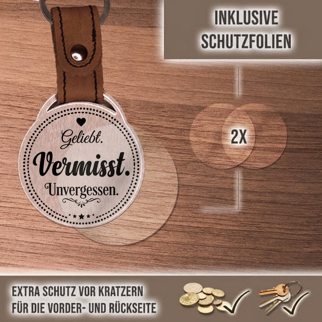 Personalisierter Foto-Schlüsselanhänger "Geliebt. Vermisst. Unvergessen." Craftbrothers