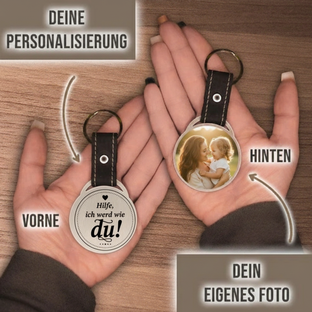 Personalisierter Foto-Schlüsselanhänger "Hilfe, ich werd wie du!" Craftbrothers