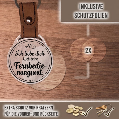 Personalisierter Foto-Schlüsselanhänger "Ich liebe dich. Auch deine Fernbedienungswut." Craftbrothers