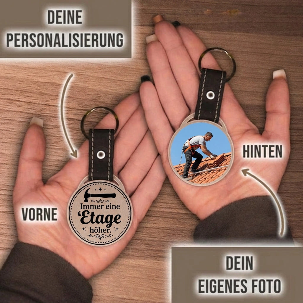 Personalisierter Foto-Schlüsselanhänger "Immer eine Etage höher." Craftbrothers