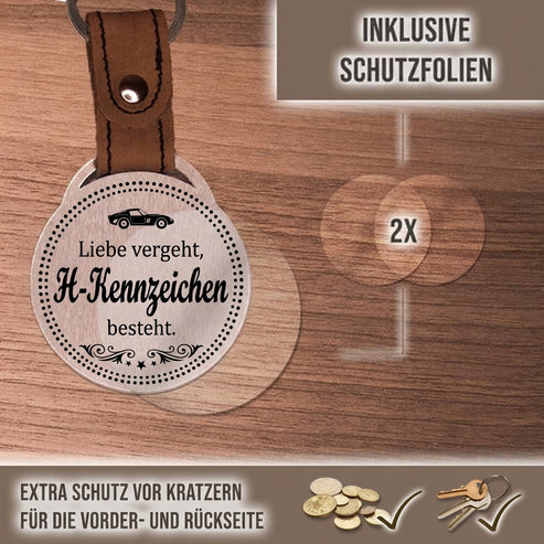 Personalisierter Foto-Schlüsselanhänger "Liebe vergeht, H-Kennzeichen besteht." Craftbrothers