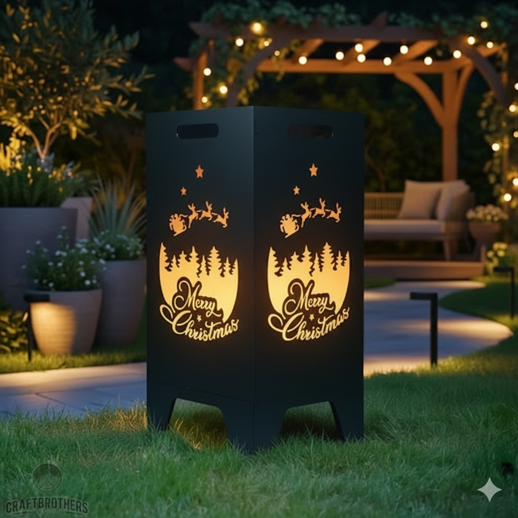 Feuertonne Merry Christmas aus edlem Stahl