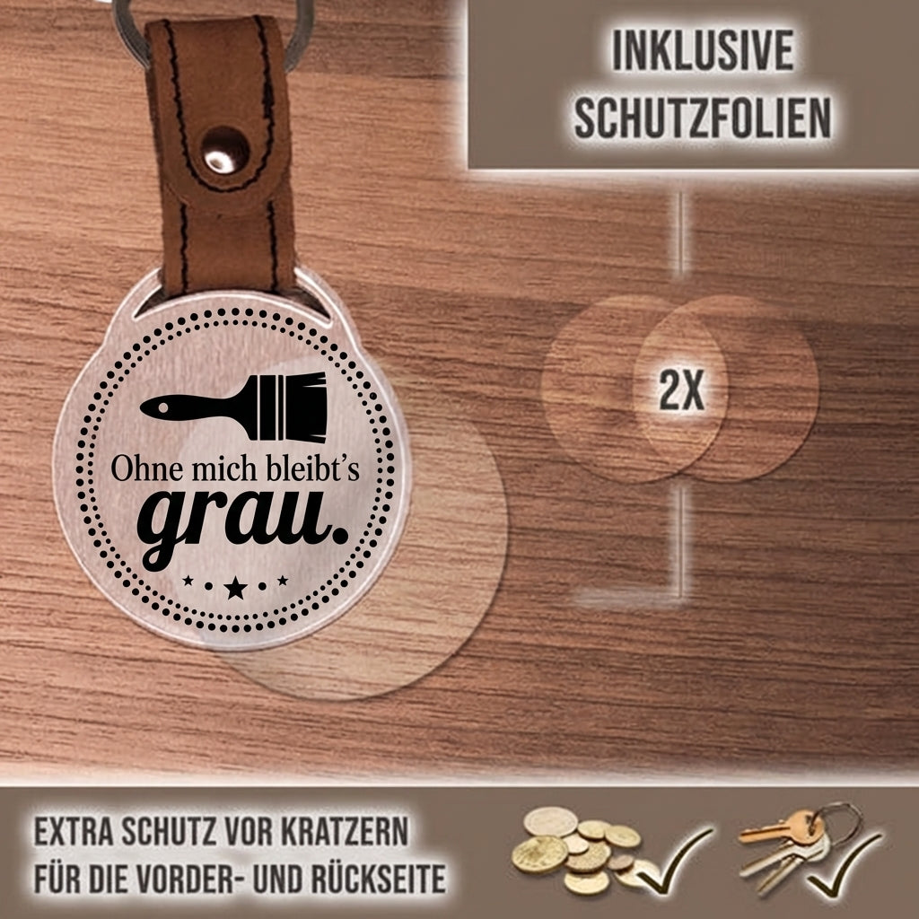 Personalisierter Foto-Schlüsselanhänger "Ohne mich bleibt's grau." Craftbrothers