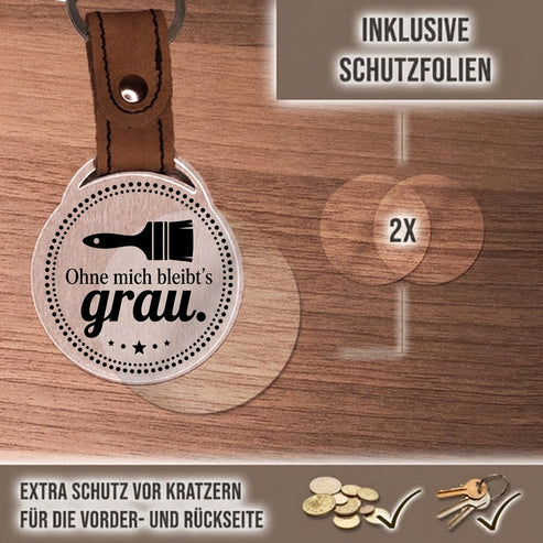 Personalisierter Foto-Schlüsselanhänger "Ohne mich bleibt's grau." Craftbrothers