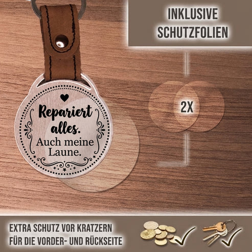 Personalisierter Foto-Schlüsselanhänger "Repariert alles. Auch meine Laune." Craftbrothers